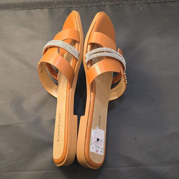 BRAND NEW BEBE WOMEN'S RHINESTONE SLIDE WITH SILVER CHAIN ACCENT - Picture 8 of 16